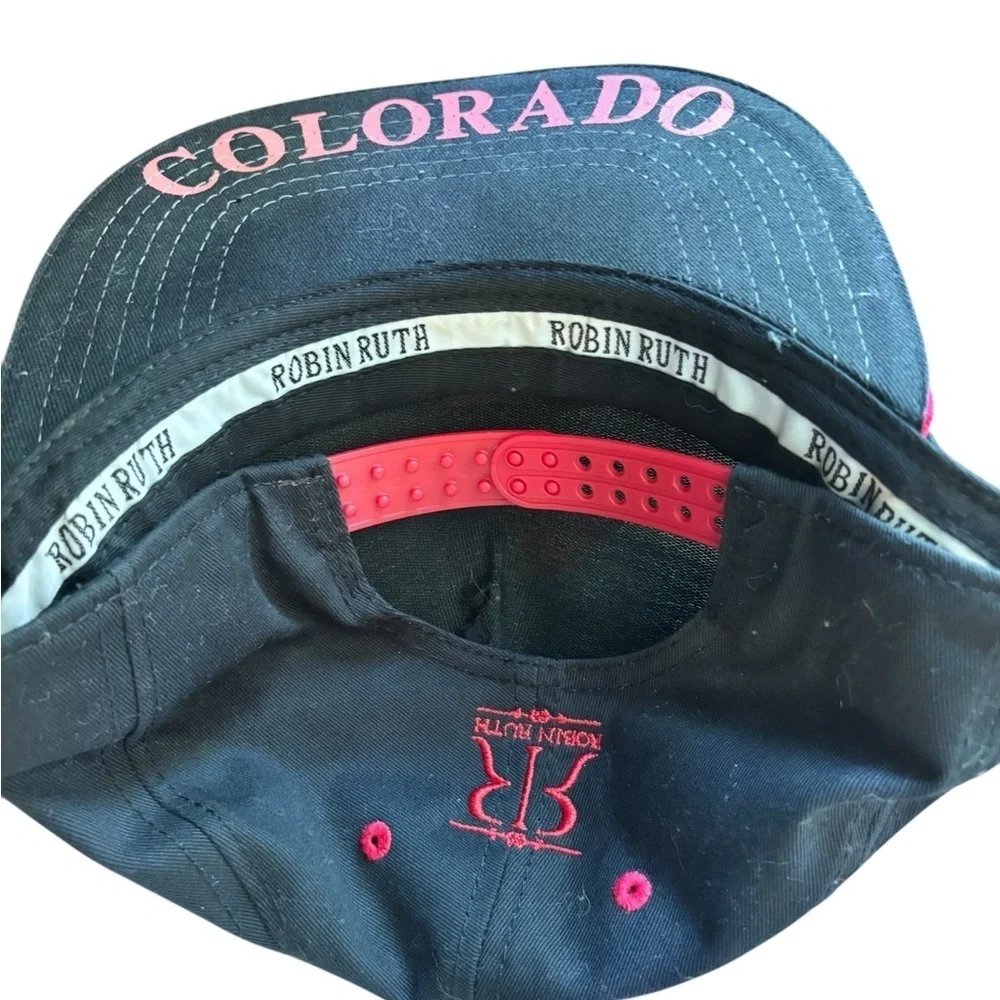 Colorado Robin Ruth Snap Back Baseball Cap Hat Black OS COLORADO Spell Out Brim